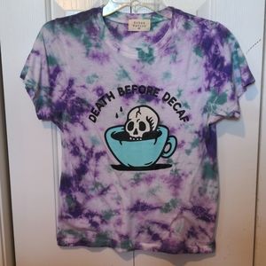 Death before decaf tie dye t shirt
